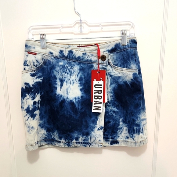NWT Urban Outfitters Miss Sixty Denim Wrap Mini Skirt Size Large - Picture 1 of 11
